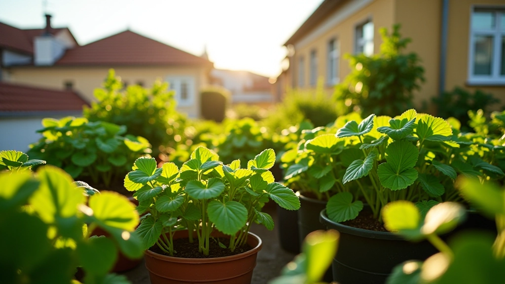 Horta urbana em varanda portuguesa com plantas vegetais em vasos